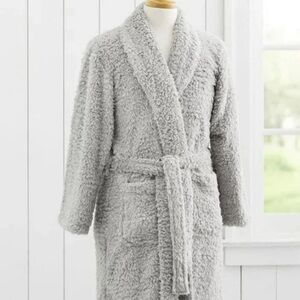 Pottery Barn Teddy Bear Robe Gray Size Small Cozy Plush Bath Robe Lounge Casual